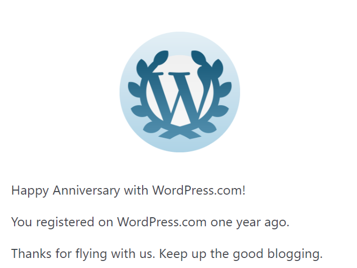 Achievement: Happy Anniversary with WordPress.com